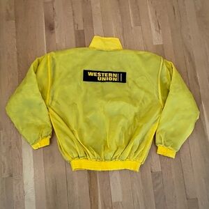 Western Union Jacket w Large Embroidered Logo on Back and Chest/ Yellow/Blk /xL